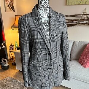 GAP Black and Gray Checkered Blazer